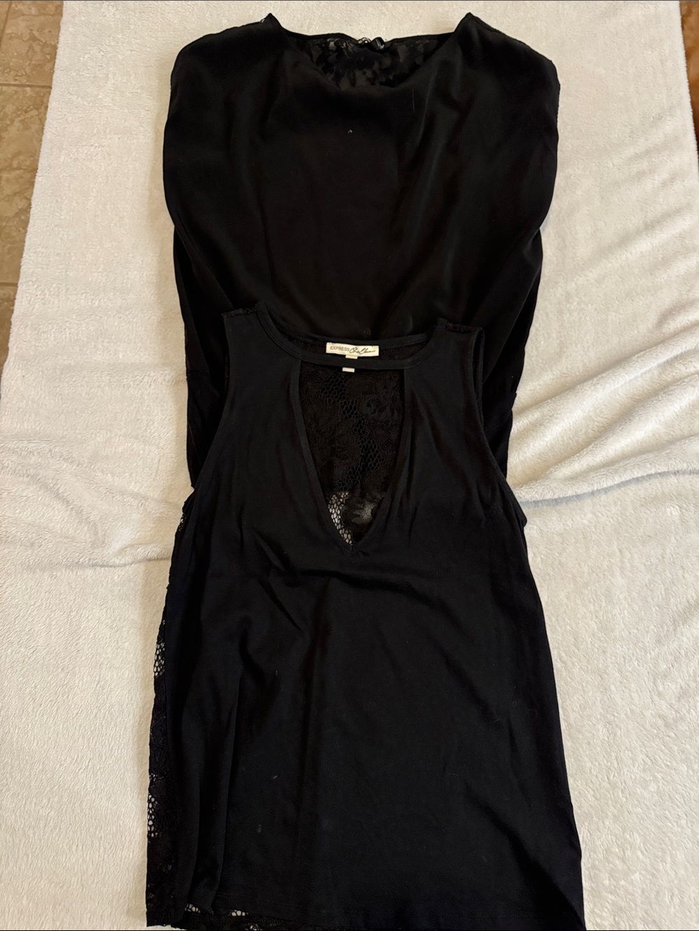 Express Black Lace-Trim Tank Tops